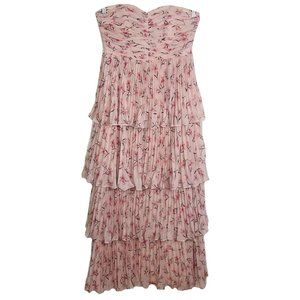 FAME and PARTNERS The Miyah Dress NWT Strapless Tiered Maxi Pink Floral